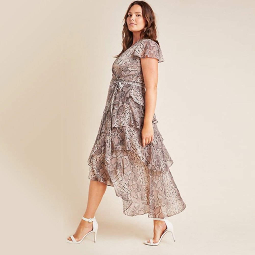 Serpentine Ruffled Midi Wrap Dress - Anthropologie x Hutch